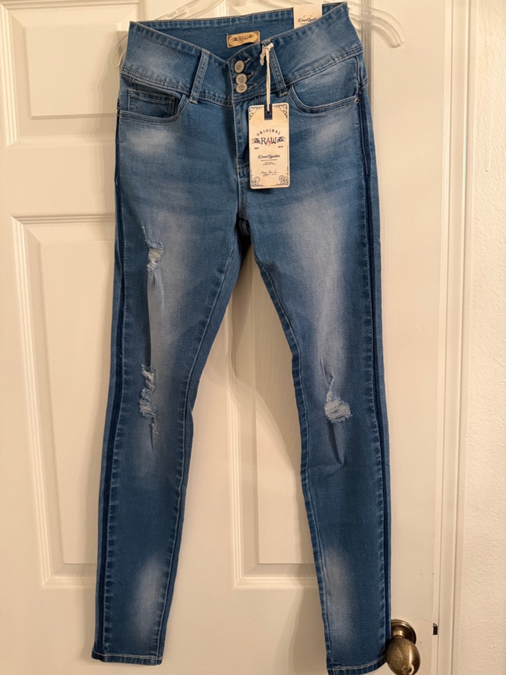 Zara Light Blue Distressed Skinny Jeans